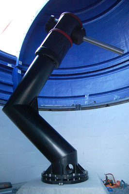 The counterweight shaft inserted into the assembled mount.