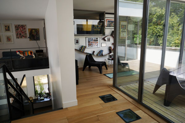 Maison bioclimatique avec ITE, vue de la loggia