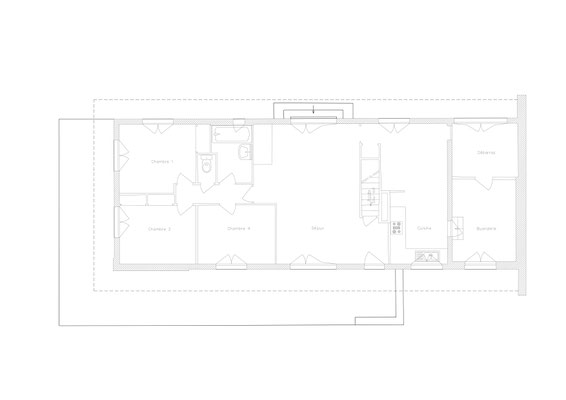 Extension avec patio, plan existant