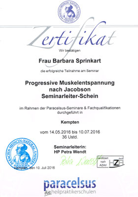 Zertifikat Progressive Muskelentspannung