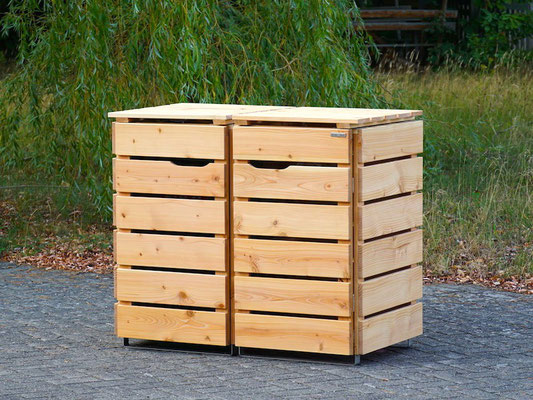 2er Mülltonnenbox / Mülltonnenverkleidung Holz 120 L, Oberfläche: Natur Geölt