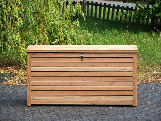 Auflagenbox / Kissenbox / Gartenbox XL aus wetterfestem Holz, Oberfläche: Natur Geölt