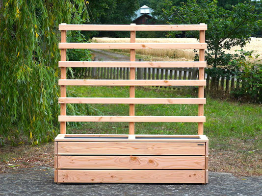 Pflanzkasten Holz Lang M mit Rankgitter / Spalier, Maße: 172 x 48 x 180 cm, Oberfläche: Natur