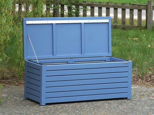 Auflagenbox / Kissenbox Holz, Oberfläche: Taubenblau RAL 5014