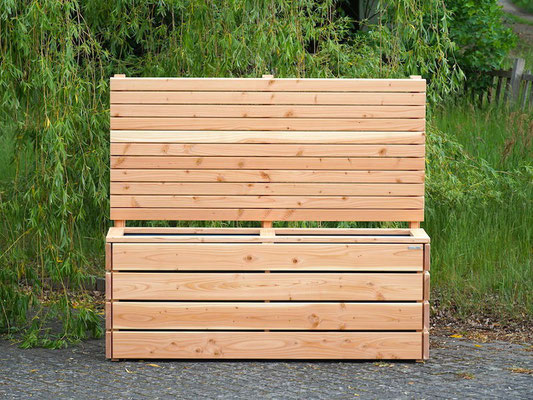 Pflanzkasten / Pflanzkübel Holz Lang M mit Sichtschutz, Länge: 172 cm, Höhe: 150 cm, Oberfläche: Natur Geölt