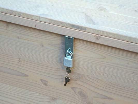 Auflagenbox / Kissenbox Holz nach Maß, Größe 230 x 90 x 62 cm, Oberfläche: Transparent Grau