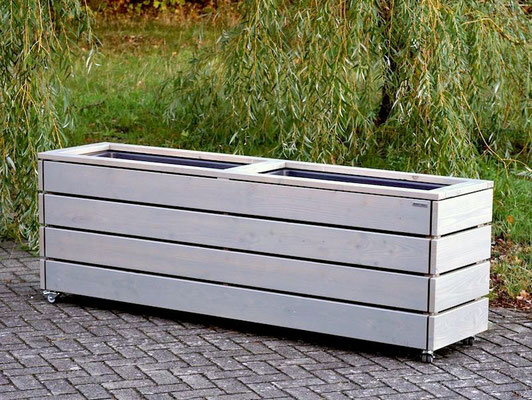 Pflanzkasten / Pflanzkübel Holz Lang L, Oberfläche: Transparent Grau