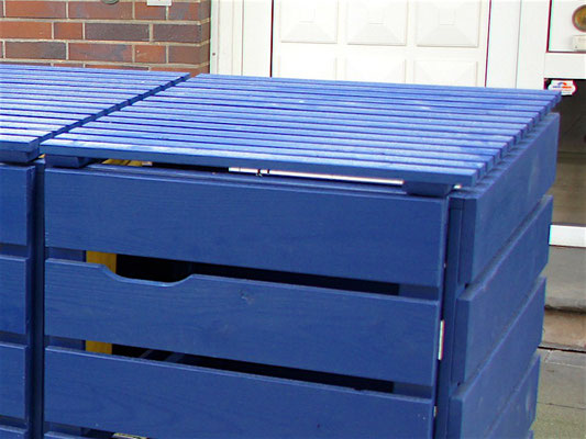 4er Mülltonnenbox / Mülltonnenverkleidung Holz, Oberfläche: Royal Blau