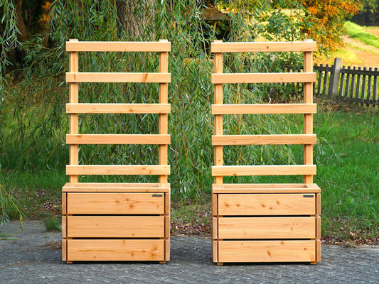 Pflanzkasten Holz S mit Rankgitter / Spalier, Maße: 72 x 41 x 150 cm, Oberfläche: Natur Geölt