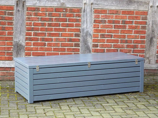 Auflagenbox / Kissenbox Holz nach Maß, Oberfläche: Steingrau / Basaltgrau RAL 7012