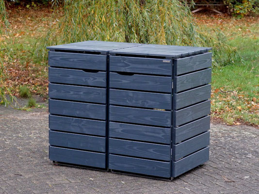 2er Mülltonnenbox / Mülltonnenverkleidung Holz 240 L, Oberfläche: Anthrazit (RAL 7016)