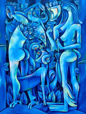 OIL ON CANVAS  30"x 40 " BY :DEIBY TITLE : ENCUENTRO 