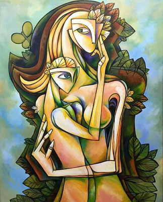 OIL ON CANVAS 24"X 30 " BY :DEIBY TITLE : MADRE ORIGINAL SOLD