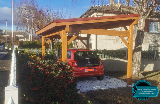 Carport gamme Paiou 1 pente (5mx3m) + couverture bac acier imitation tuile