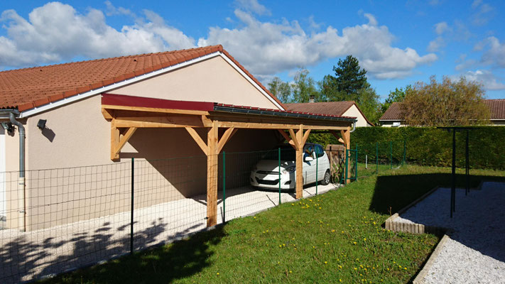 Carport faible pente , couverture bac acier ( Pariou)