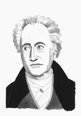 Johann Wolfgang von Goethe, Tusche, Fineliner, 2021