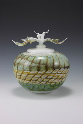 White Opal Covered Sphere with Avian