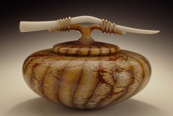 Batik Covered Bowl with Tied Bone Finial