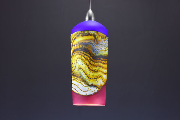 Cobalt & Red Amethyst Cylindrical Strata Pendant (On)