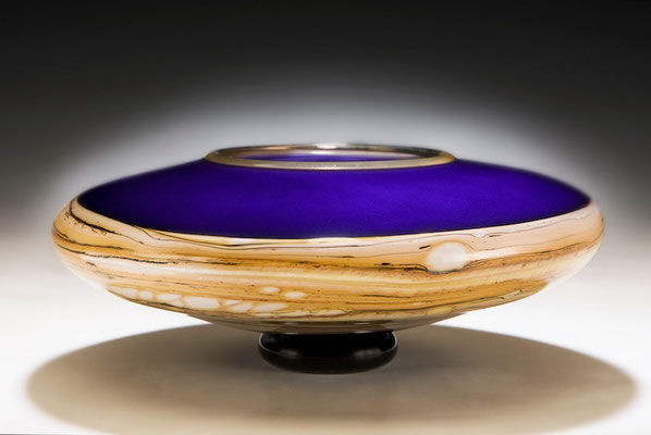 Cobalt Strata Footed Bowl