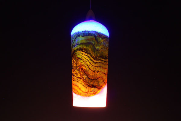 Cobalt & Red Amethyst Cylindrical Strata Pendant (On in dark room)