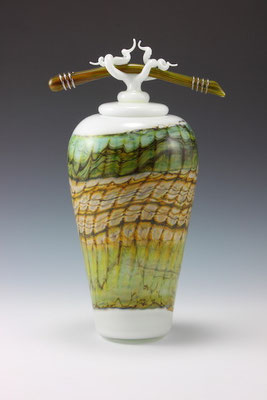 White Opal Covered Jar with Bone & Tendril