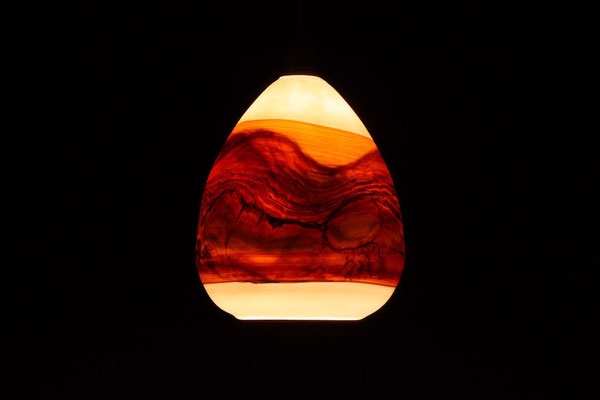 White Opal with Tangerine Teardrop Pendant (On in dark room)