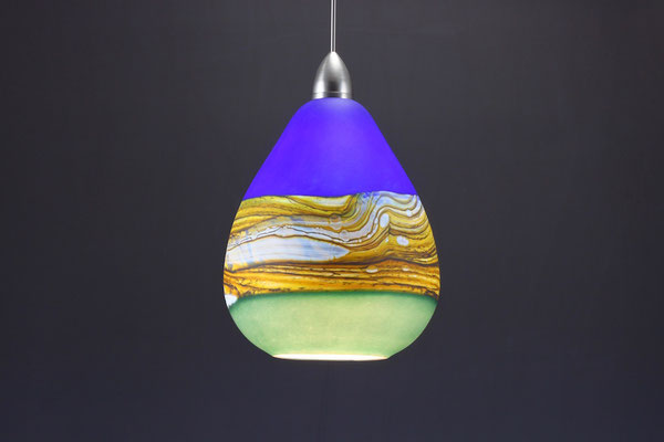 Cobalt & Sage Teardrop Strata Pendant (On)
