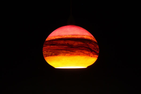 Ruby & Tangerine Round Strata Pendant (On in dark room)