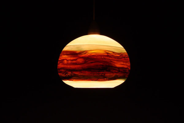 White Opal with Sage Round Pendant (On in dark room)