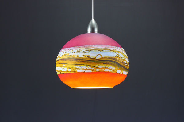Ruby & Tangerine Round Strata Pendant (On)