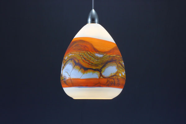 White Opal with Tangerine Teardrop Pendant (On)