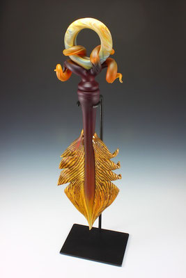 Dark Ruby & Tangerine Amulet - 34" Tall