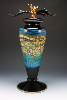 Black Opal (with Turquoise) Footed Vessel