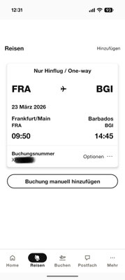 Flugbuchung in der Condor-App (Oneway)