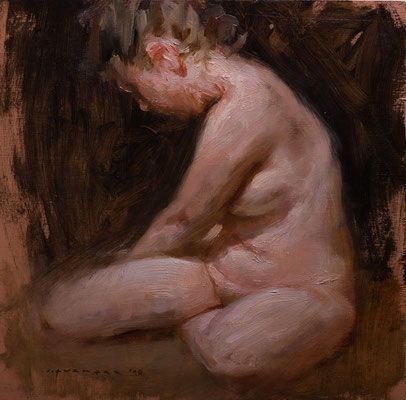 "Modelo sentada" - Oil/Panel | 23,5 x 22,5 cm | 2010