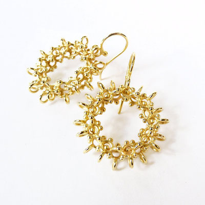 Ohrhänger "Stil:Blüte", Silber goldplattiert