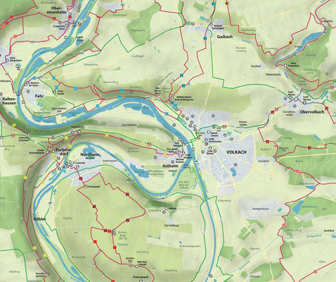 Wander- und Radkarte Volkach am Main