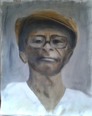 Acryl, 65x85, Mestre Besouro Verde