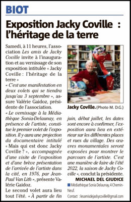 Jacky Coville, articles de presse 2022, Nice-Matin