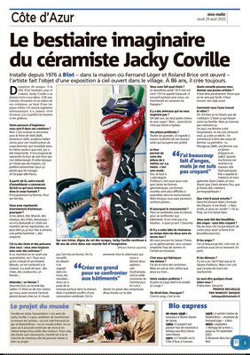 Jacky Coville, articles de presse 2022, Nice-Matin