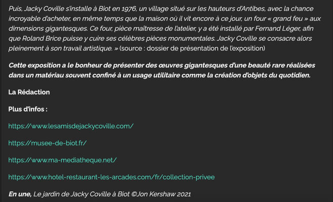 Jacky Coville, articles de presse 2022