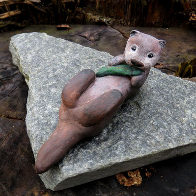 Otter, made of clay and acryllic in Sweden, 2017