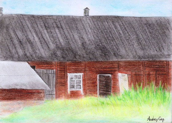 Swedish barn facing the forest ~ A5, made in Vattholma, Sweden, september 2017