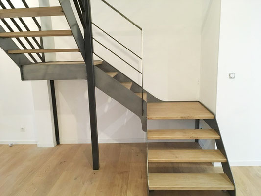 Escalier metal bois avec paliers 