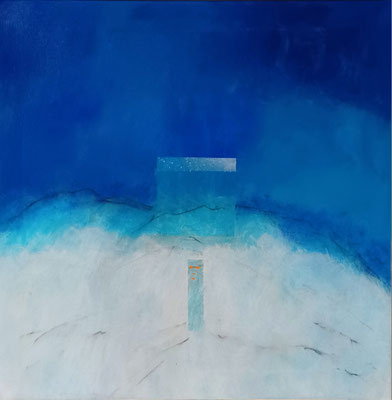 "ressac aux Iles Lofoten", 60x60, acrylique sur toile, 2025