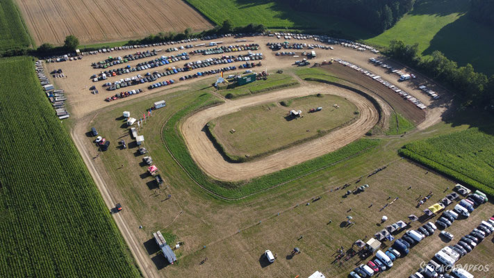 Drohnenaufnahme der Stock-Car Rennstrecke in Holzhamm