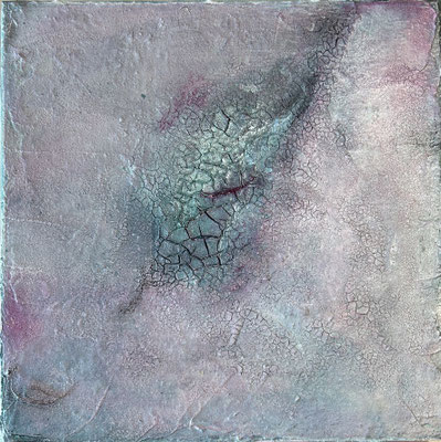 Schichten durchbrechen 1   ...   Sumpfkalk und Tusche auf Leinwand   ...   30 x 30 cm