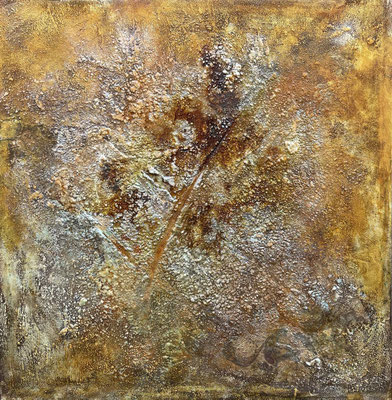 Vergänglichkeit   ...  Acryl, Steinmehle und Tusche … 60 x 60 cm
