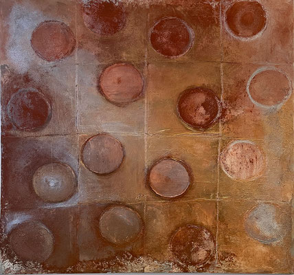 Circles   ...   Acryl und Marmormehl auf Leinwand   ...   100 x 100 cm